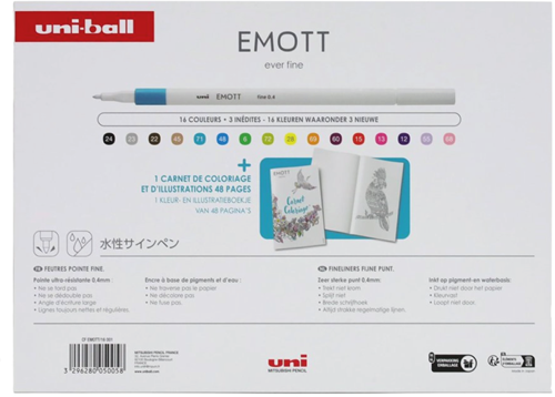 Uni Emott Fineliner Set 16 Stuks + Kleurboek-2