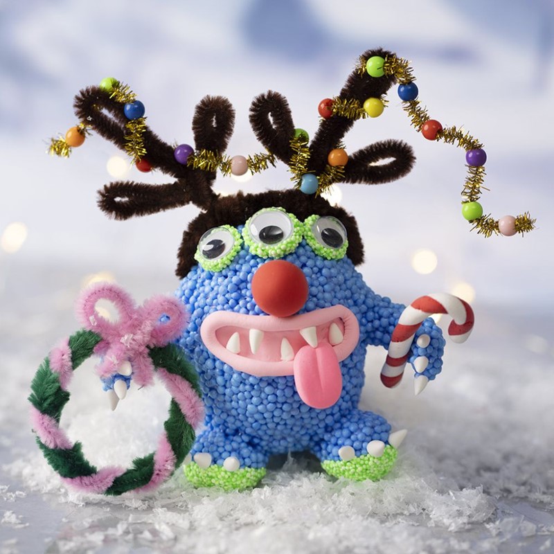 Kerst rendiermonster gemaakt van Foam Clay en Silk Clay