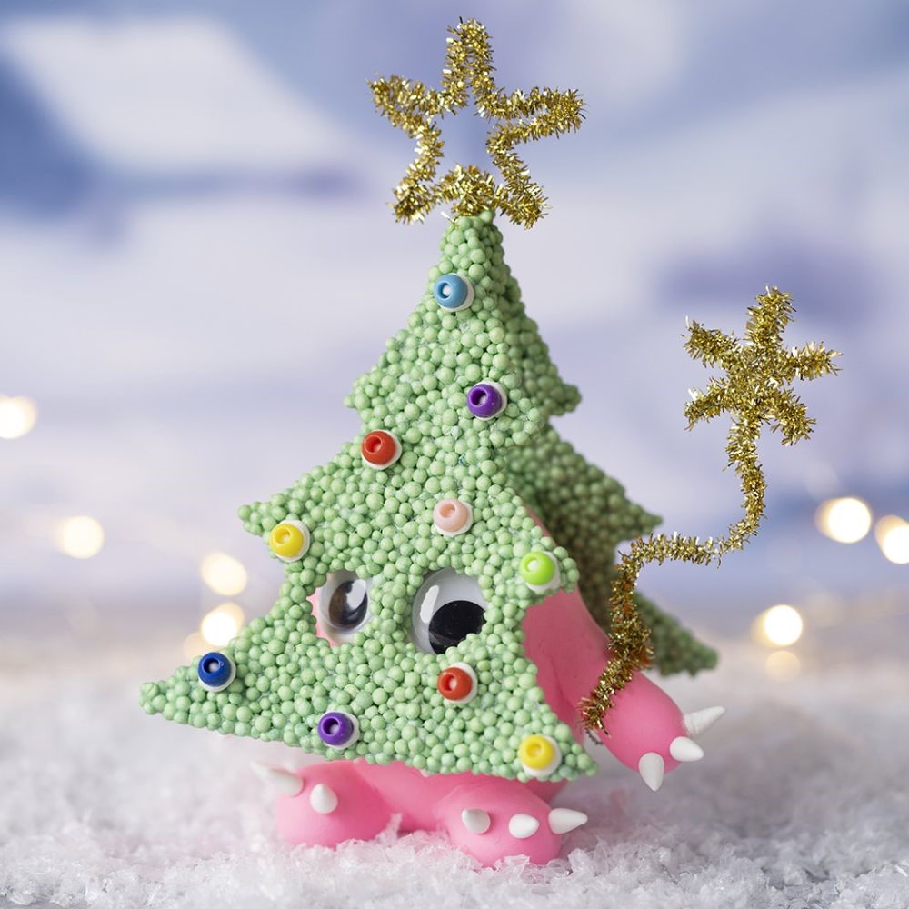 Kerstmonster gemaakt van Silk Clay en Foam Clay