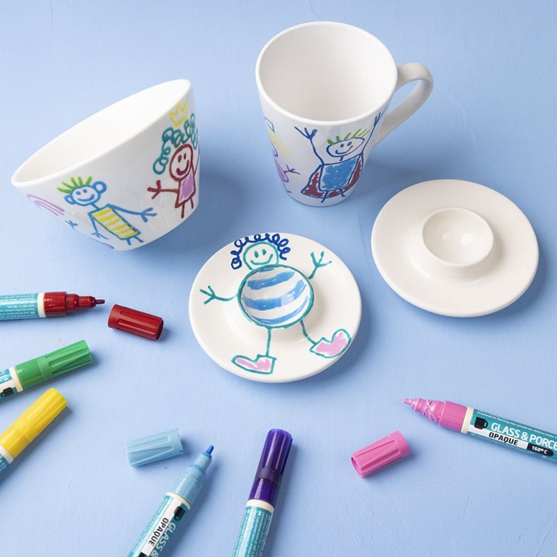Ontbijtset met kindertekeningen