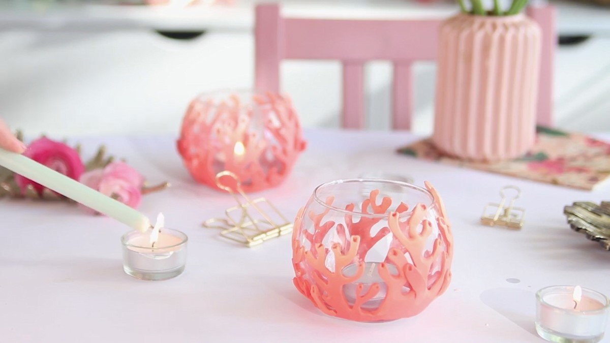 FIMO Soft klei koraal kandelaren boetseren