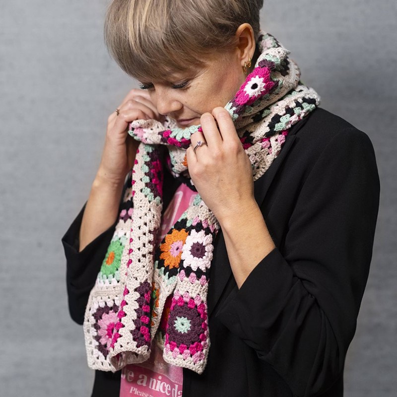 Gehaakte granny squares sjaal
