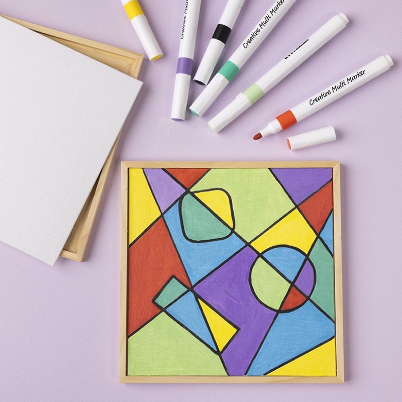 Geometrisch kunstwerk op canvas paneelte