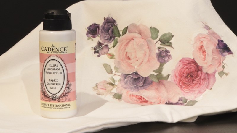 Cadence rijstpapier decoupage op textiel