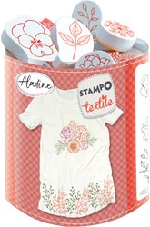 Aladine Stampo Stamp Set Textile Flowers and Leaves 19 pieces