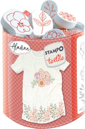 Aladine Stampo Stamp Set Textile Flowers and Leaves 19 pieces