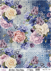Cadence Rijst Decoupagepapier 738 30x42 cm Blauwe Flora