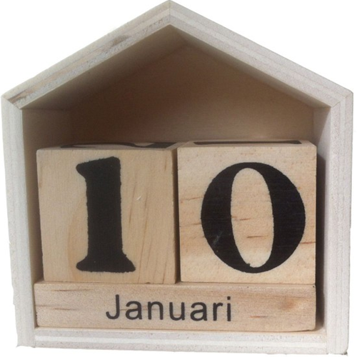 GC Houten Kalender Huisje 7x7,5x3,5 cm