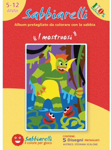Sabbiarelli  Zandschilderen Album Monsters 15x20 cm 5 stuks