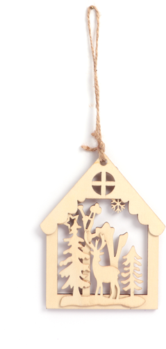 GC Houten Hanger Huis Rendier 13x11 cm