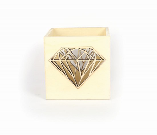 GC Houten Theelichthouder Diamant 10x10x10 cm