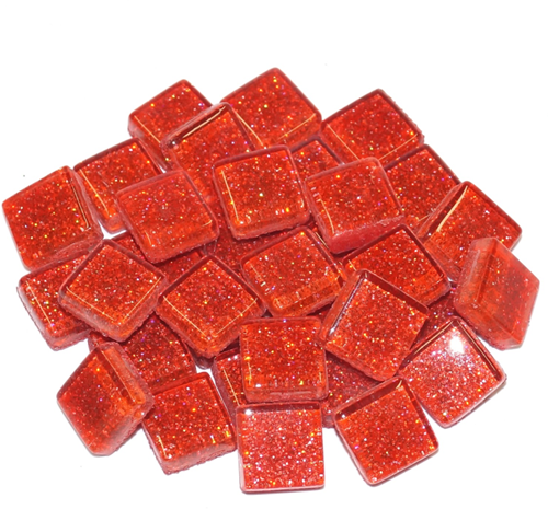 Soft Glass Square Glitter Red 100 gr