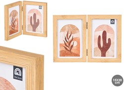 Double photo frame bamboo effect 10x15