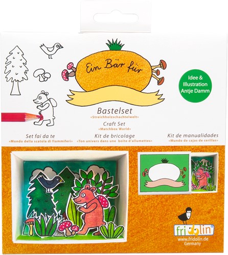 Fridolin Luciferdoosje Knutselset 6,6x2,8x5,2 cm Beer en Paddestoelen
