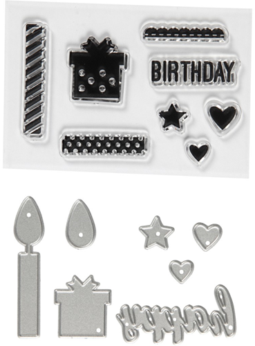 CC Clear stamps and cutting dies, birthday, size 10-70 mm, 1 pack