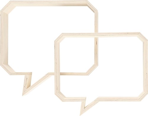 Wooden Frame Speech Balloon 20.5+23 cm 27+30 cm 2 pieces