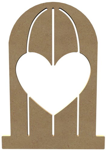 MDF Figuur Vogelkooi met Hart 26 cm