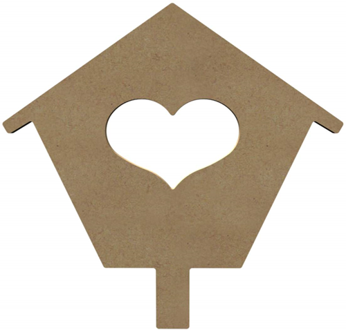 MDF Figuur Vogelhuis met Hart 26 cm