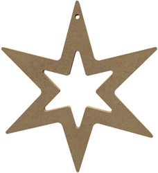 MDF Figuur Open Ster 6 Stralen 15 cm