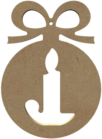 MDF Figuur Kerstbal met Kaars 15 cm