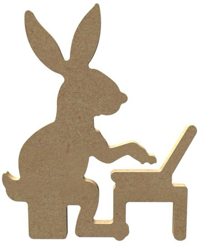 MDF Figuur Computerend Konijn 15 cm