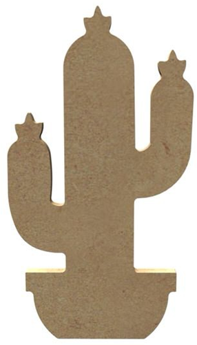 MDF Figuur Cactus met Bloemen 15 cm