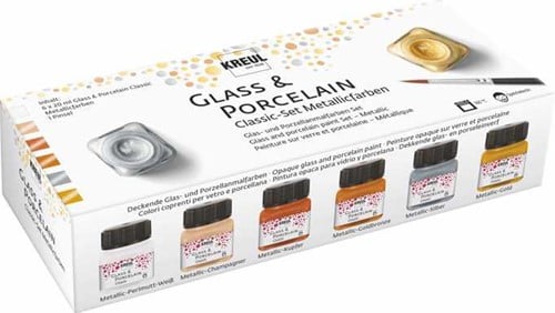 Kreul Glas- en Porseleinverf Set 6x20 ml Classic Metallic
