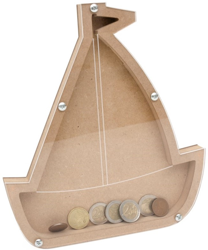 MDF Spaarpot Zeilboot 22,6x25x1,6 cm