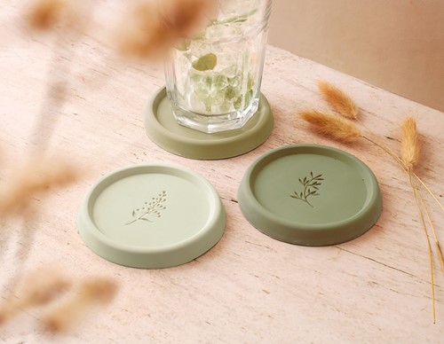 GC Jesmonite DIY Kit 3 Coasters with Leaves Motif-2