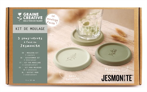 GC Jesmonite DIY Kit 3 Coasters with Leaves Motif
