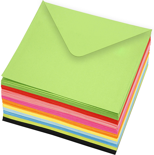 CC Coloured Envelopes, assorted colours, envelope size 16x16 cm, 80 g, 10x10 pc/ 1 pack