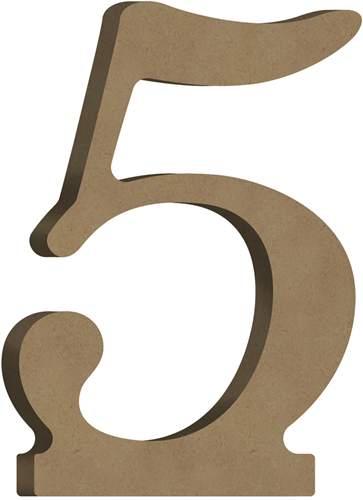 Gomille MDF Cijfer 5 7x10 cm