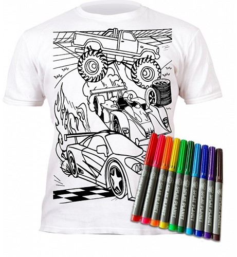 Splat Planet T-Shirt Coloring Set Cars (9-11 Years)