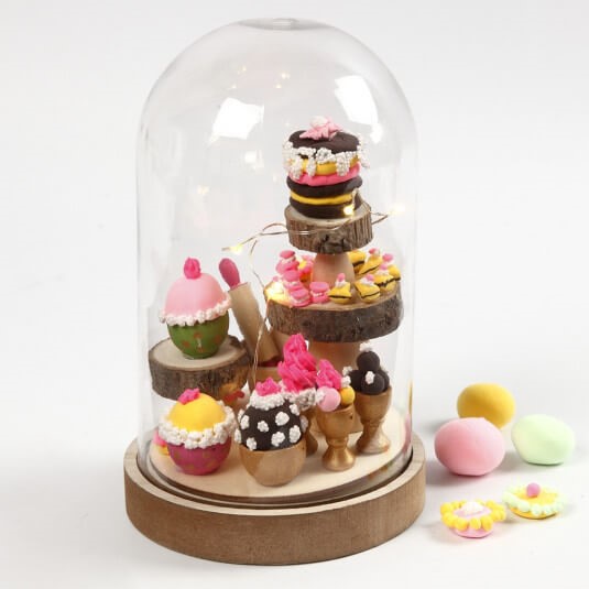 Stolp met miniatuur Silk Clay cupcakes