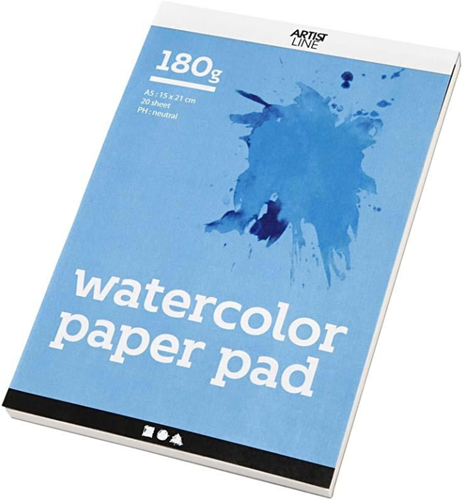 CC Watercolour block, white, A5, 148x210 mm, 180 g, 20 sheet/ 1 pc