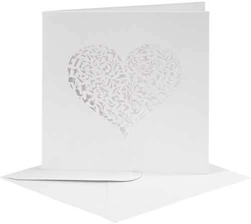CC Card & Envelope, white, card size 13,5x13,5 cm, envelope size 14,5x14,5 cm, 240+110 g, 5 set/ 1 pack