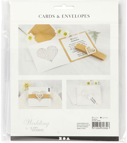 CC Card & Envelope, white, card size 13,5x13,5 cm, envelope size 14,5x14,5 cm, 240+110 g, 5 set/ 1 pack-2