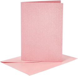 CC Cards and Envelopes, rose, card size 10,5x15 cm, envelope size 11,5x16,5 cm, mother of pearl, 120+210 g, 4 set/ 1 pack