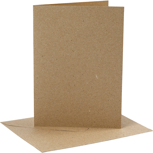 CC Cards and envelopes, natural, card size 12,7x17,8 cm, envelope size 13,3x18,5 cm, 230 g, 4 set/ 1 pack