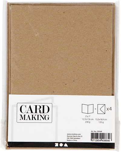 CC Cards and envelopes, natural, card size 12,7x17,8 cm, envelope size 13,3x18,5 cm, 230 g, 4 set/ 1 pack-2