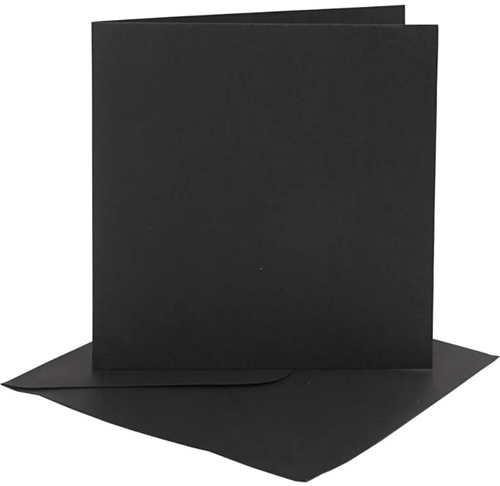 CC Kaarten & Enveloppen Zwart 15x15 cm 50 sets