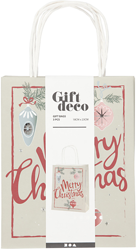 CC Papieren Tasjes 18x9x23 cm Merry Christmas 3 stuks-3