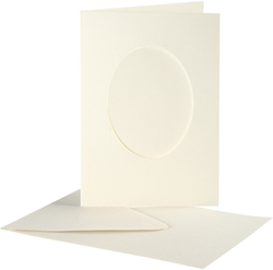 CC Passepartout Card, off-white, oval, card size 10,5x15 cm, envelope size 11,5x16,5 cm, 10 set/ 1 pack