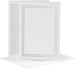 CC Card for embroidery, white, card size 10,5x15 cm, envelope size 11,5x16,5 cm, 6 set/ 1 pack