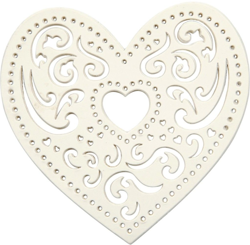 CC Filigree Heart, white, W: 7,5 cm, 250 g, 18 pc/ 1 pack