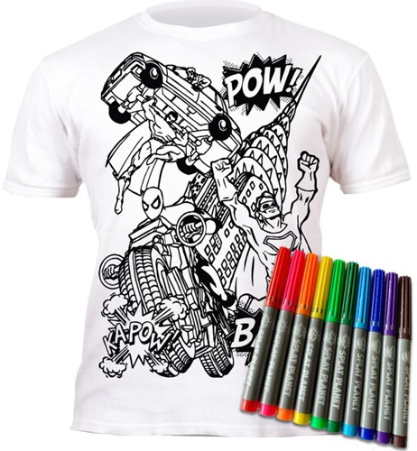Splat Planet T-Shirt Coloring Set Superheroes 9-11 Years-2