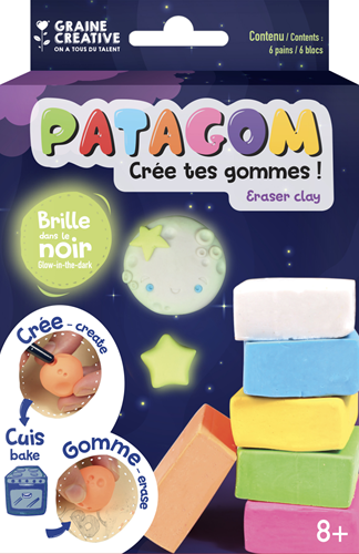 Patagom Gum Klei Set Glow in the Dark 6x25 gr