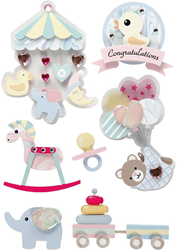 CC 3D Stickers, baby, H: 25-70 mm, W: 20-55 mm, 8 pc/ 1 pack