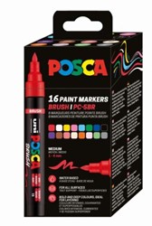 Uni Posca PC-5BR Brushmarker Set 16 stuks