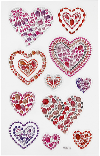 CC Diamond stickers, hearts, 10x16 cm, 1 sheet